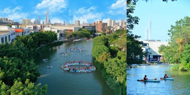 游客在海珠区同创汇内体验桨板活动 受访者 供图 游客在海珠区同创汇内体验桨板活动 受访者 供图